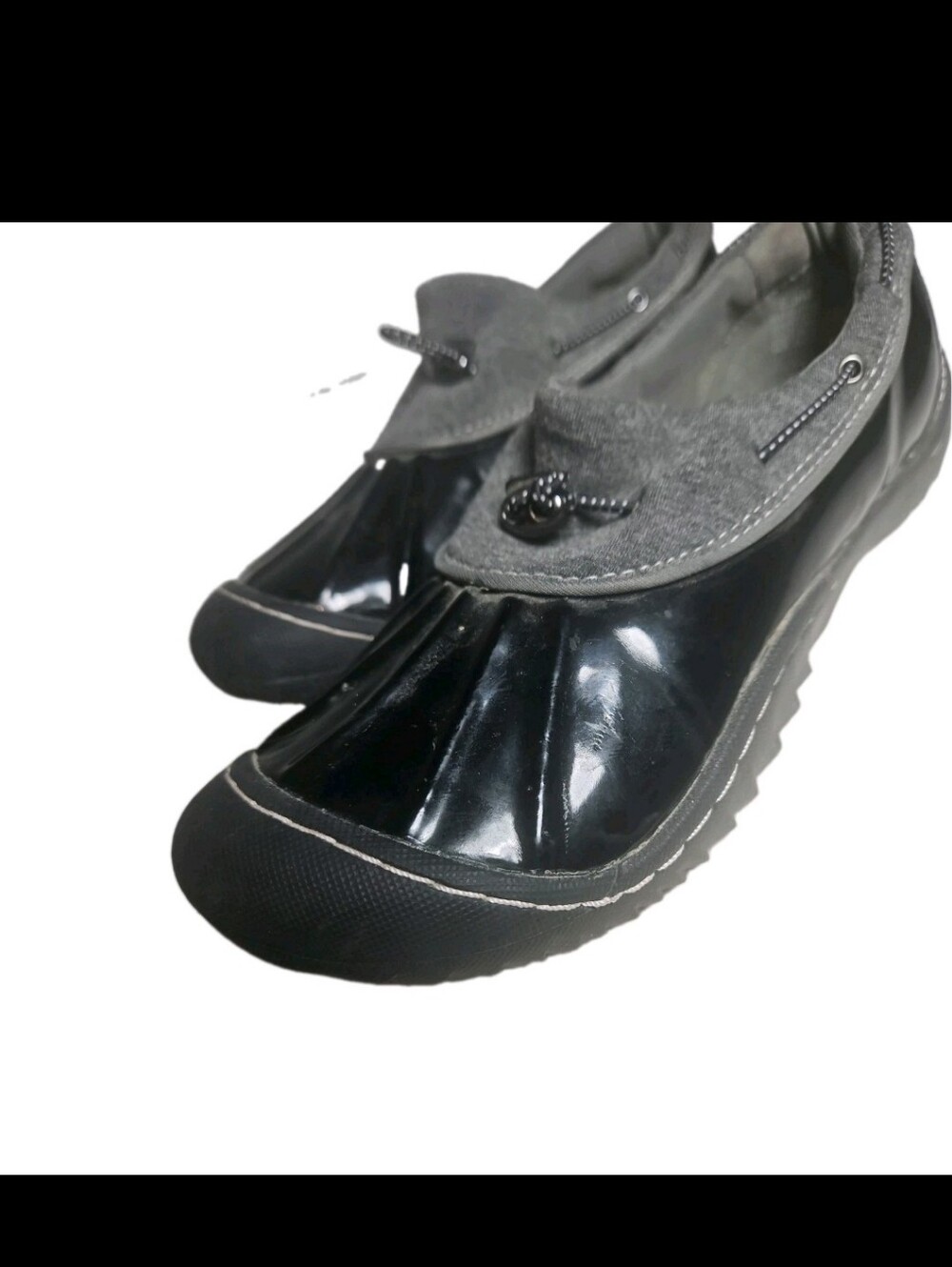 JBU Jambu Gwen Women Slip On Duck Shoe 8.5M Black Rubber Loafer Y2k Gothic[8E